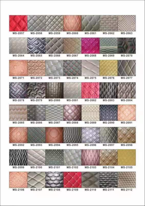 Cuero sint&eacute;tico perlado acolchado con bordado de diamante de PVC y espuma perforada con aguja para tapicer&iacute;a de asientos de coche y sof&aacute; 6