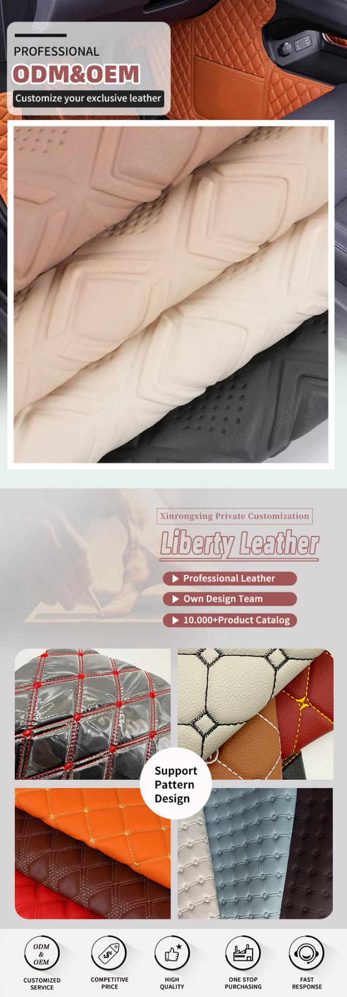 Cuero sintético artificial estilo repujado con perforaciones de diamante de PVC para asientos de coche, pies, sofás, decoración de bolsos, tela de cuero sintético 4