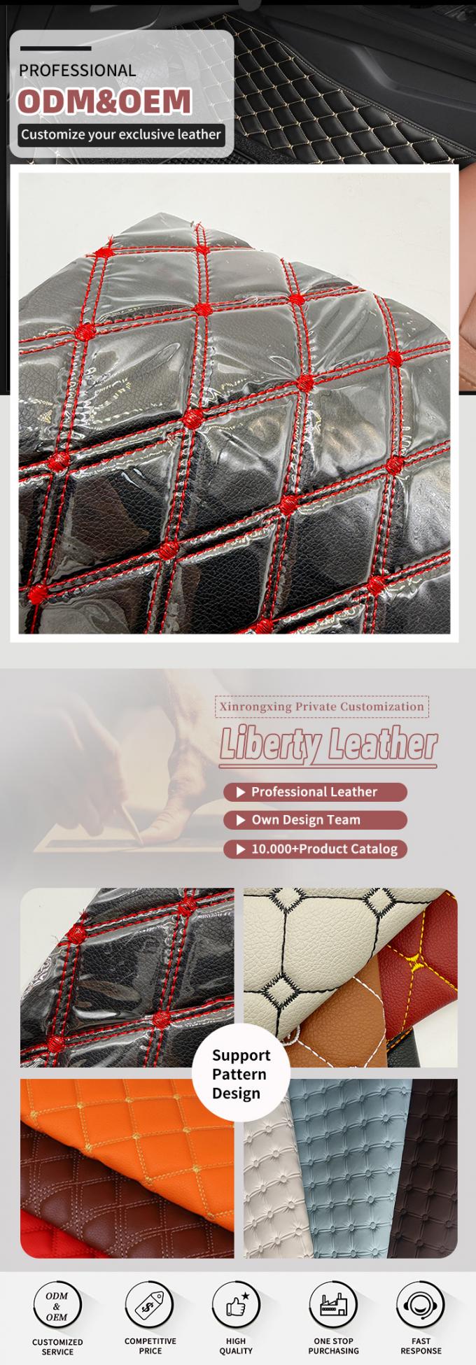 Sillón de pie de carro de cuero de PVC con colchoneta de cuero de PVC de 4,6 mm de espesor con relleno de espuma ajustado estirante asientos de automóvil bordados en relieve sofás para bolsas 4