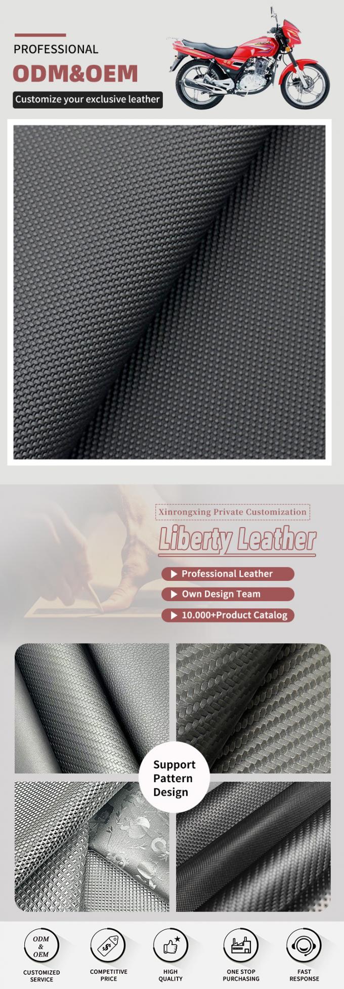 PVC en relieve 0,7/0,9 mm Cuero sintético de 4 vías de estiramiento Materiales de cuero falso para motocicletas Capa del asiento de la bicicleta Muebles de automóvil 4