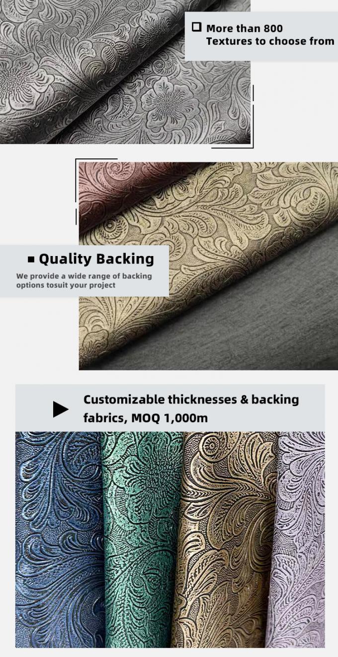 Pvc flor de patr&oacute;n de cuero sint&eacute;tico artificial cartera caja de zapatos Ntoebook Tejido de cuero falso 5