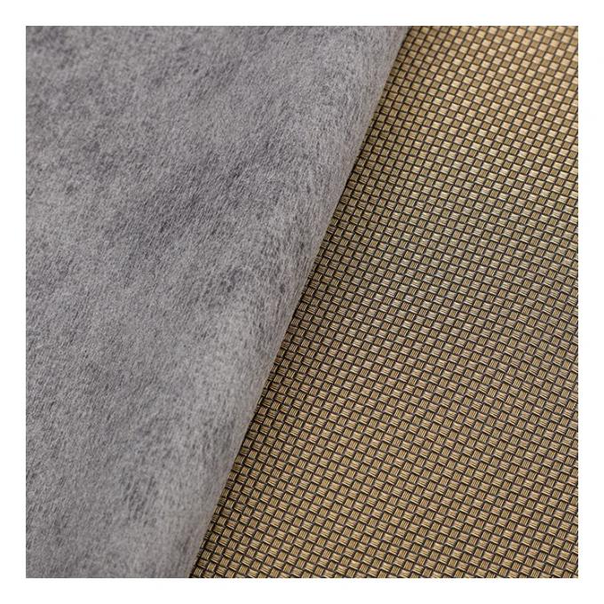 Tela de cuero sintético artificial con patrón de tejido pequeño, color perla metálico de PVC, para embalaje, cartera, caja, zapatos, cuaderno. 14