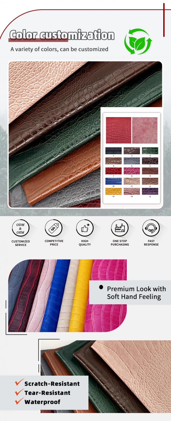 Pvc grano de bamb&uacute; de cuero sint&eacute;tico de bolsillo de caja de zapatos Ntoebook Tejido de cuero falso 4