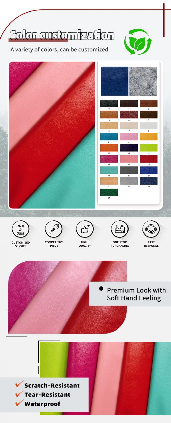 Funda de cartera de cuero sint&eacute;tico con grano PVC R64, zapatos, cuaderno, tela de cuero 4