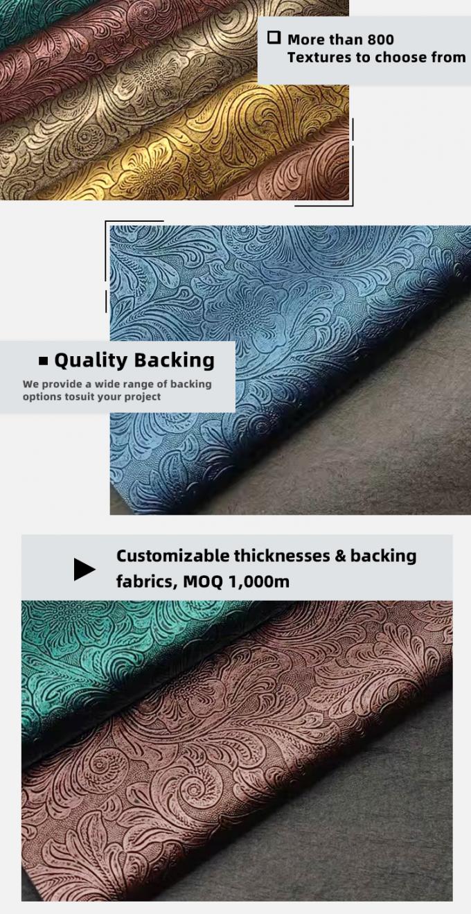 Patr&oacute;n de flores de PVC en relieve Cuero sint&eacute;tico para cartera Cajas de bolsillo Zapatos port&aacute;tiles Bolsas decorativas Materiales de cuero falso duraderos 5