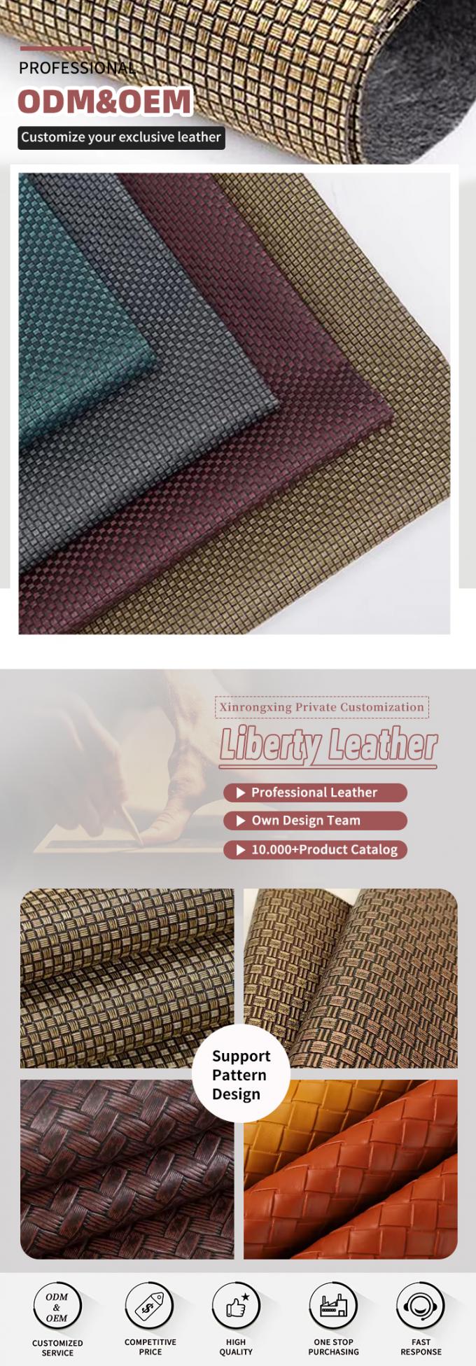 Pvc Small Woven Grain Artificial Synthetic Leather for Background Wall Packing Box Notebook Mat Faux Leather Fabric 4