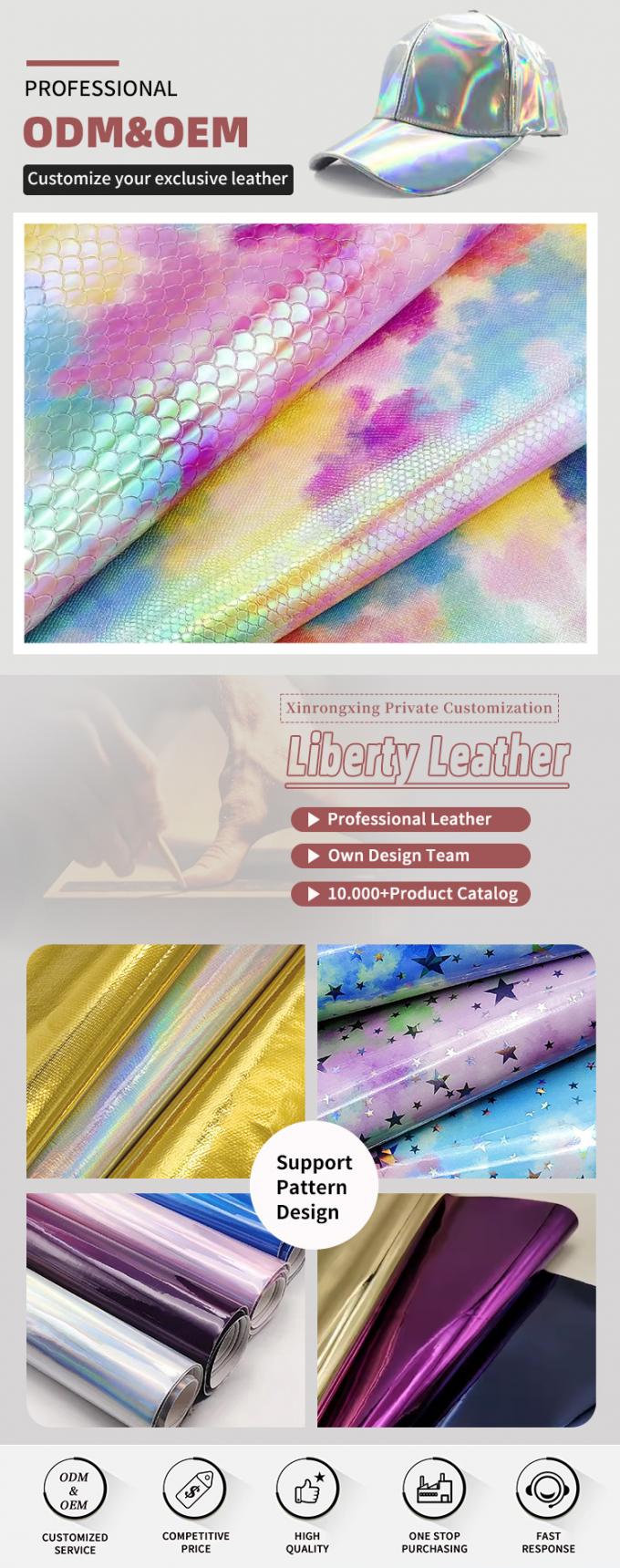 Cuero sint&eacute;tico especial PU Rainbow Mirror repujado para equipaje, bolso de mano, zapatos, bolsa de cosm&eacute;ticos, tela de cuero 4