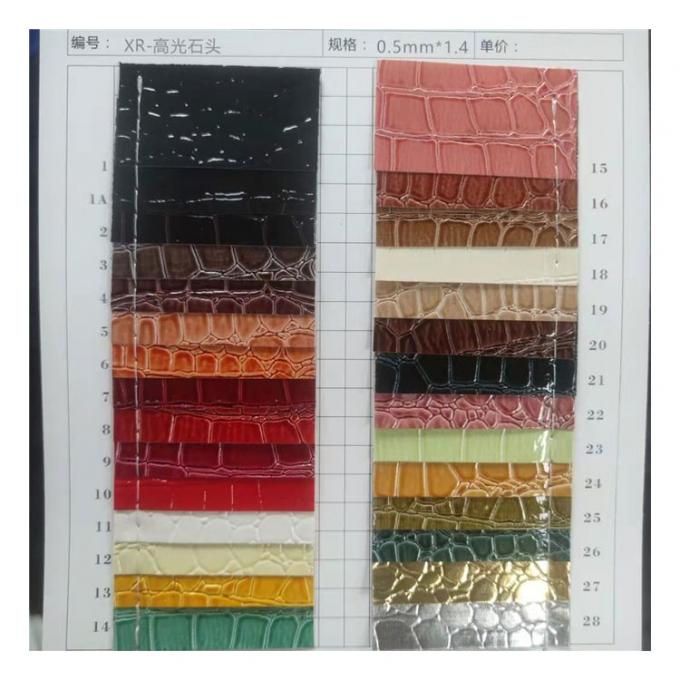 Patrón de piedra de alto brillo Pvc Patrón de piel sintética de animales Zapatos bolsos y bolsas Tejido de cuero falso 16