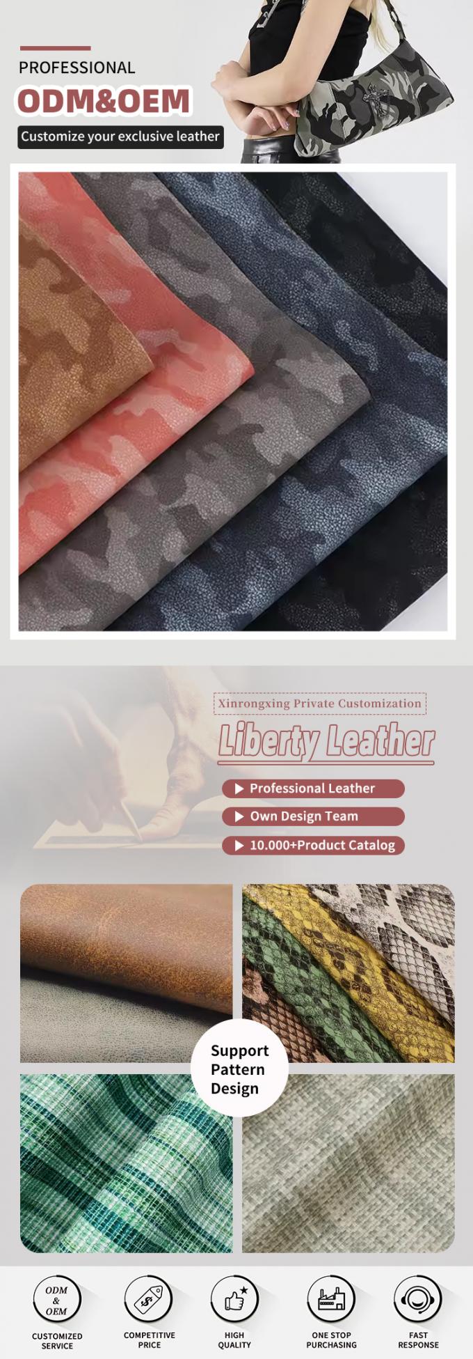 PU de piel de oveja helada Nubuck de grano Camuflaje Bolsa de cuero sintético Zapatos Cartera Decorar cuadernos Cuerpo Tejido de cuero falso 4