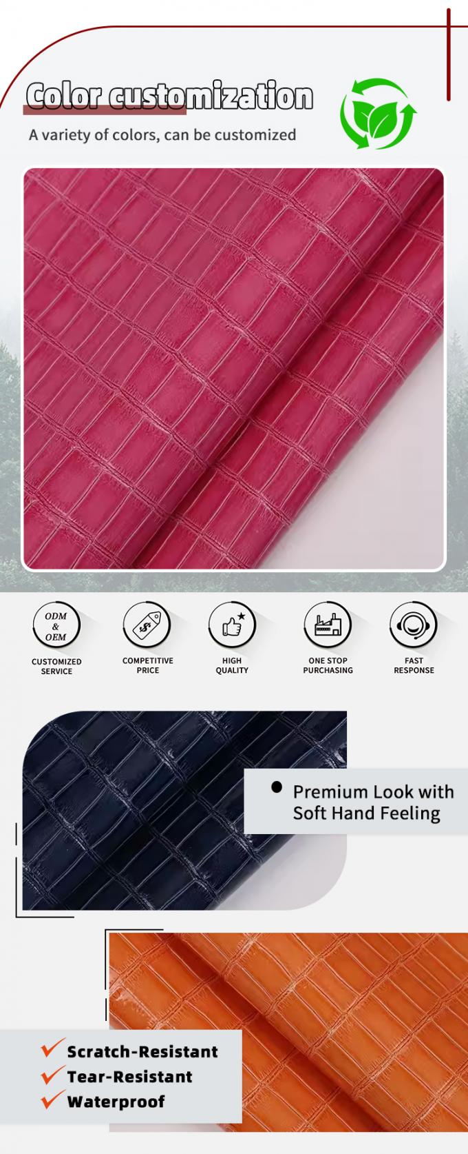 Pvc de alto brillo de bambú de patrón de grano de piel sintética artificial decoración de zapatos bolsas de caja de tela de cuero falso 4