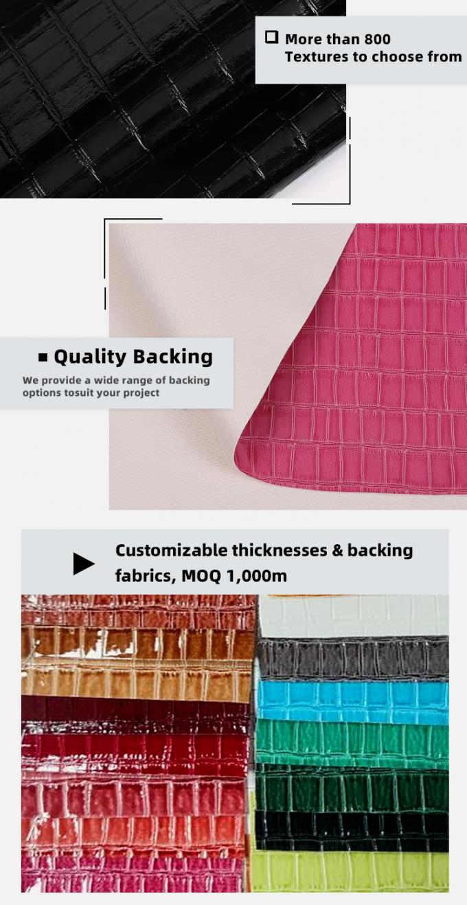 Pvc de alto brillo de bambú de patrón de grano de piel sintética artificial decoración de zapatos bolsas de caja de tela de cuero falso 5